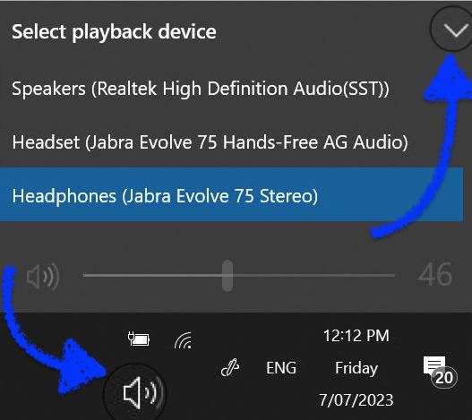 change browser audio output